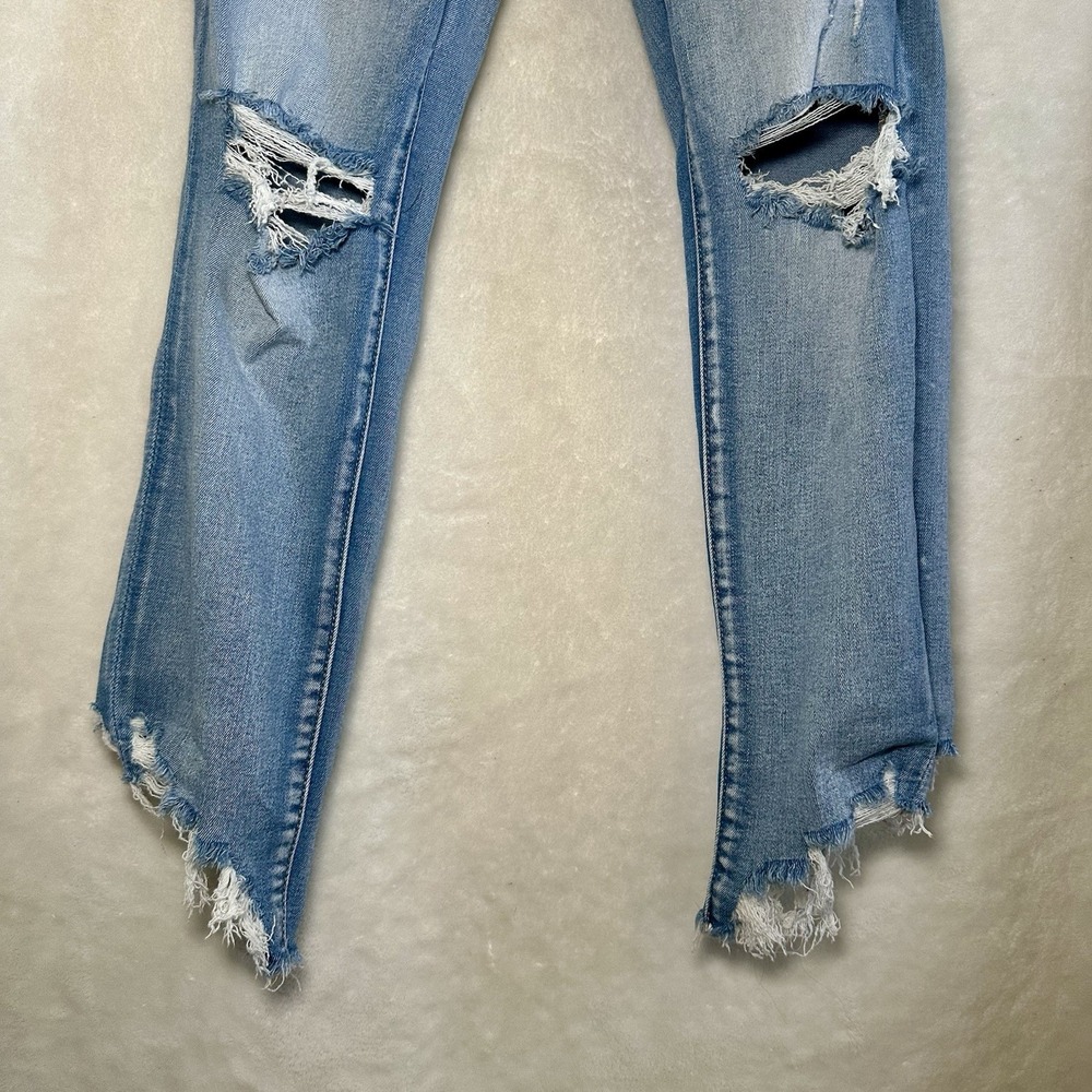 American Eagle Next Level Hi Rise Distressed Jegging Jeans Crop Raw Jagged Hem 6 - Picture 3 of 6